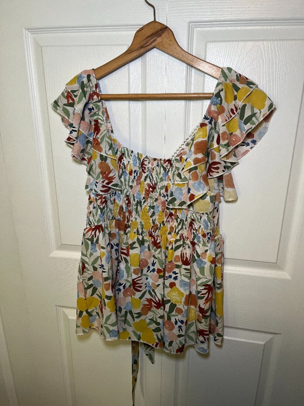 SHEIN Curve Floral Ruffle Tie Top 3XL